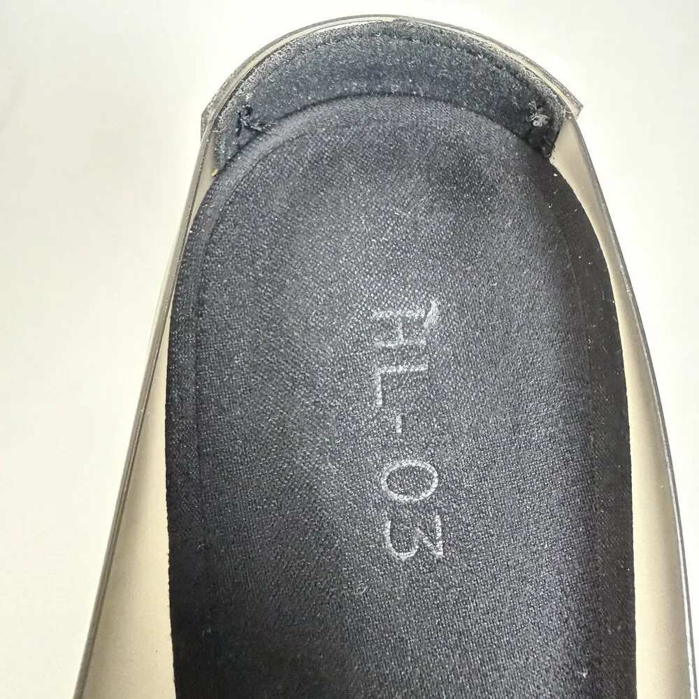 Yeezy Women’s Wedge Heels HL-03 Black Translucent TPU Heel Size 10 Slip On Shoe